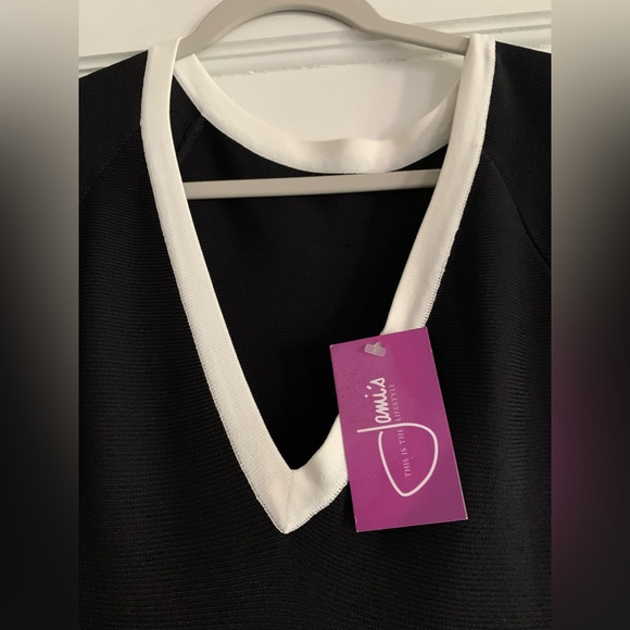 Jami’s Isabel De Pedro Med Black Dress VBack 55% Viscose 45%Nylon Black Off Whit - Picture 4 of 11